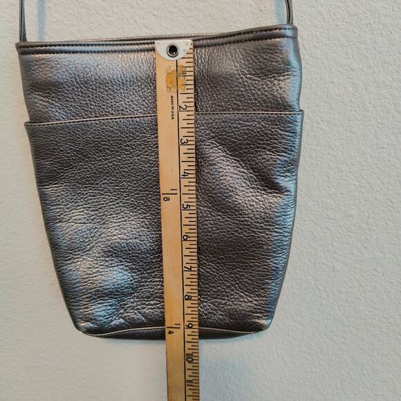 SAS Darla Silver Metallic Crossbody Purse Bag Travel Compact Portrait Collection - Picture 5 of 11